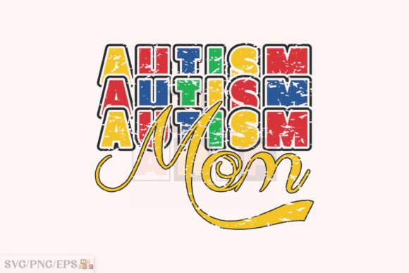 Autism Mom SVG Design, Retro Mama PNG
