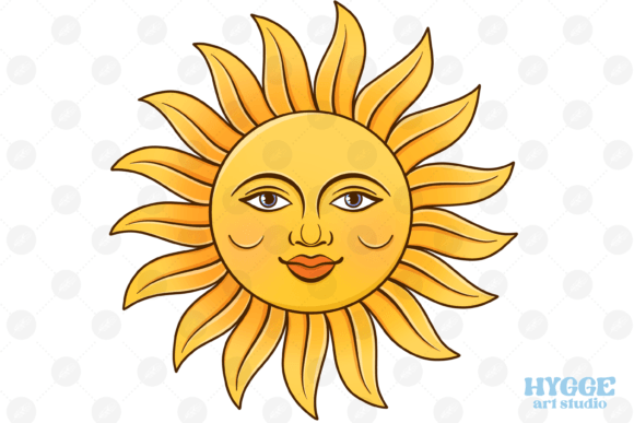 Retro Sun Face Celestial Tarot PNG Review